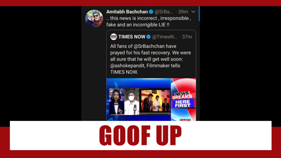 Times Now Goofup…Misinformation On The Bachchans’ Health Must Stop