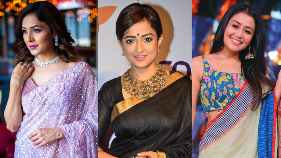Times When Neeti Mohan, Dhvani Bhanushali and Neha Kakkar Slayed The Saree Look To Perfection 7