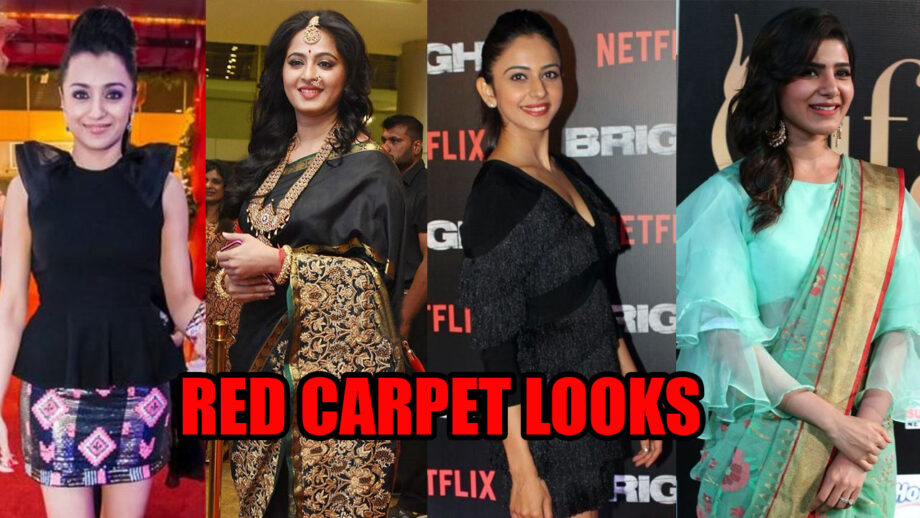 Trisha Krishnan, Anushka Shetty, Rakul Preet Singh, and Samantha Akkineni's red carpet looks will inspire you