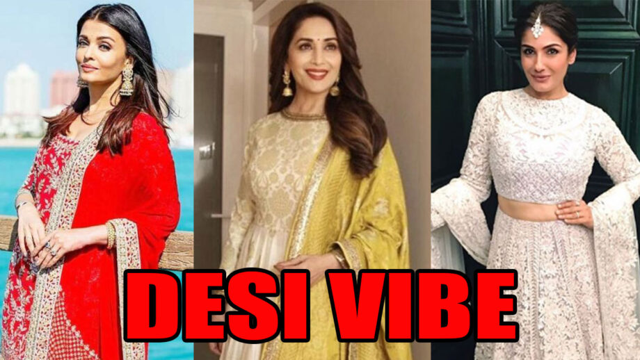 Desi Vibe: Aishwarya Rai Bachchan, Madhuri Dixit, And Raveena Tondon Give Us Relaxing Desi Vibe With Minimal Styling 4