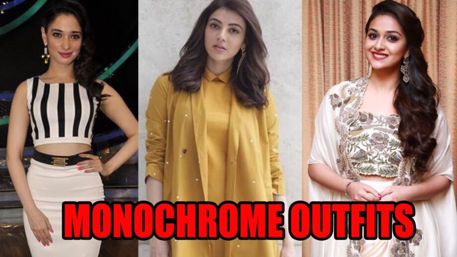 How To Style In Monochrome Outfits? Learn From Tamannaah Bhatia, Kajal Aggarwal, Keerthy Suresh