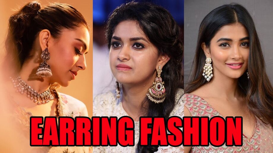 How To Style Long Statement Earrings Like Pooja Hegde, Keerthy Suresh, Hansika Motwani?