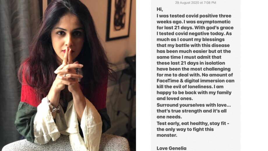 OMG: Genelia Deshmukh reveals she had tested positive Covid-19 earlier, find out more