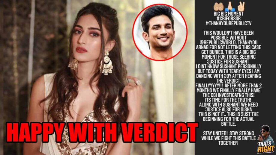Today with teary eyes I am dancing with joy after hearing the verdict: Erica Fernandes on CBI for Sushant Singh Rajput
