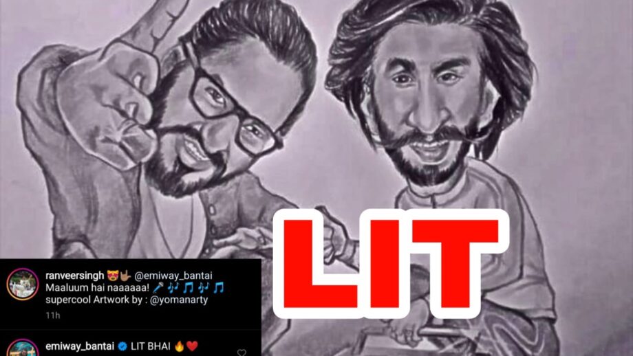 Ranveer Singh shares supercool artwork of him and Emiway Bantai, rapper comments 'LIT BHAI'