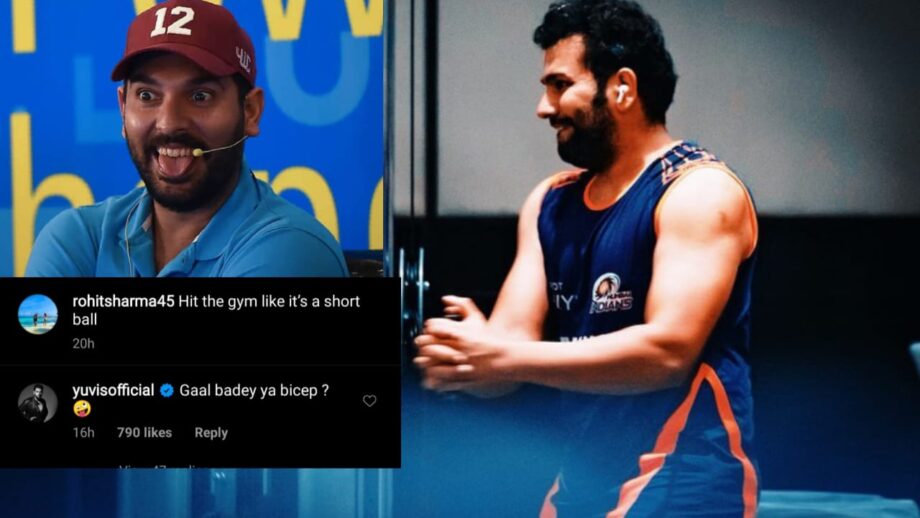 Rohit Sharma posts gym training photo, Yuvraj Singh teases him 'gaal bade huye ya biceps?'