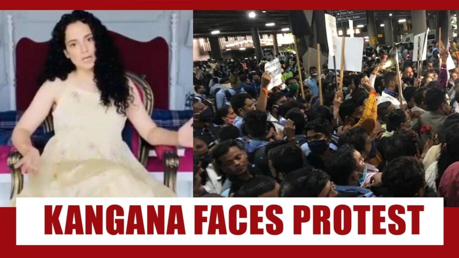 Watch Video: Kangana Ranaut faces protest as she lands in Mumbai