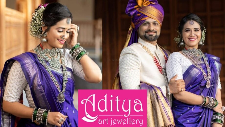 Actress Sharmishtha Raut & Tejas Desai Did Their 1st Photoshoot After Marriage With India’s Top Art Jewellery Brand Aditya Art Jewellery.