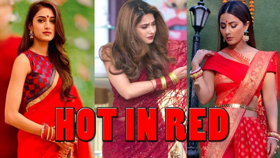 Hina Khan, Jennifer Winget, Erica Fernandes: Hot In RED Traditional Saree 9