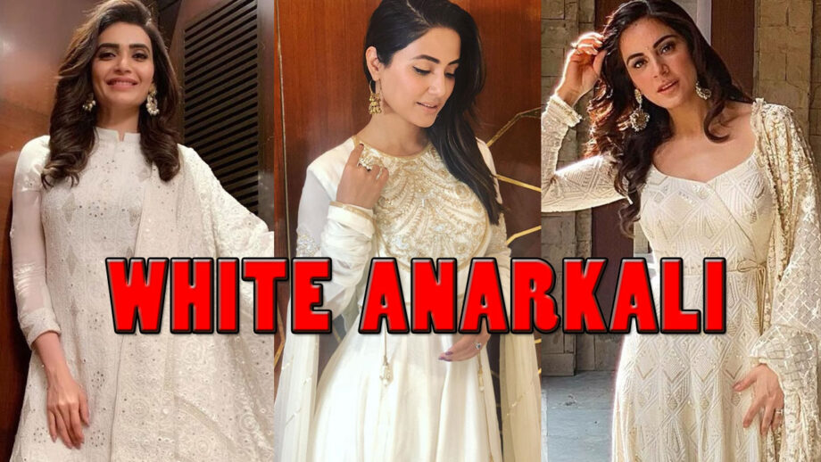 Karishma Tanna VS Hina Khan VS Shraddha Arya: Who Rocks White Anarkali Suit Look Better?