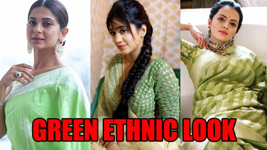 Navratri Festival 2020 Colours, GREEN: Jennifer Winget, Shivangi Joshi, Shrenu Parikh Green Ethnic Look