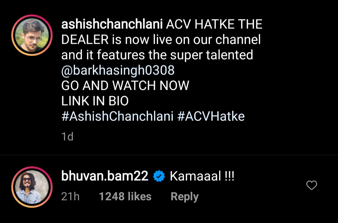 Why is Bhuvan Bam praising Ashish Chanchlani?