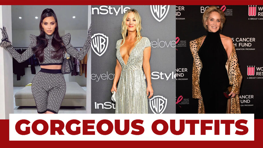 Check Out Kim Kardashian, Kaley Cuoco, Sharon Stone In These Gorgeous Outfits; You Will Be Stunned!