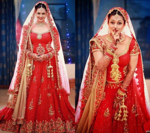 Divyanka Tripathi's Killer Style In Red Bridal Lehenga 3