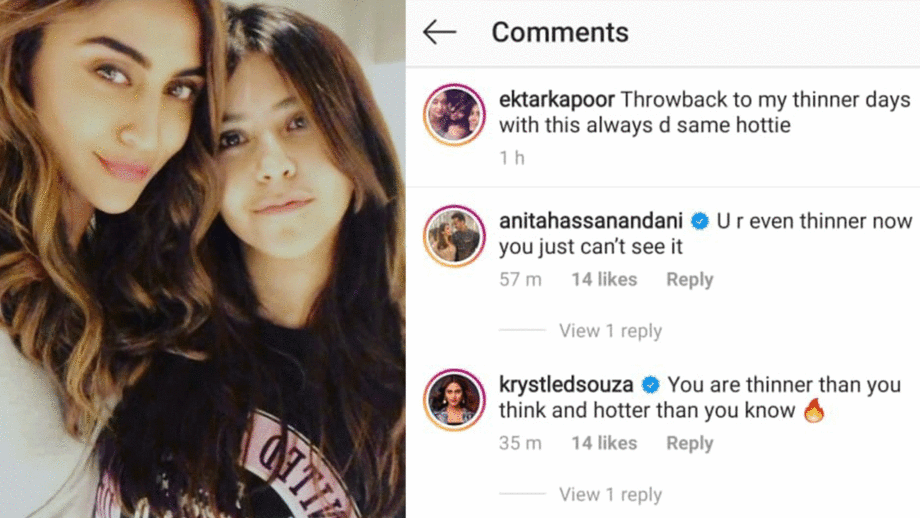 Ekta Kapoor shares throwback photo, Anita Hassanandani and Krystle Dsouza call her ‘young and thin’