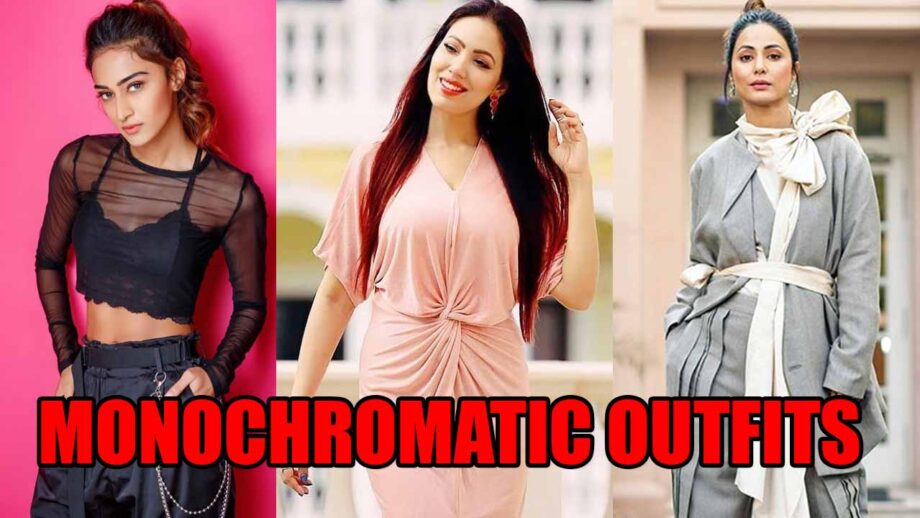 Erica Fernandes, Munmun Dutta And Hina Khan Looking Tempting Hot Monochromatic Outfits