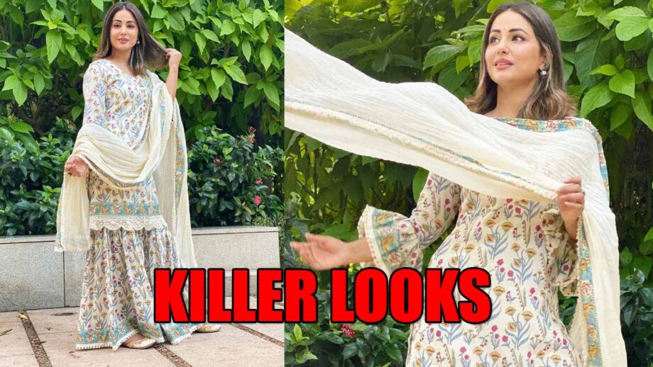 Hina Khan's Killer Looks In Block Printed Cotton Gharara Set