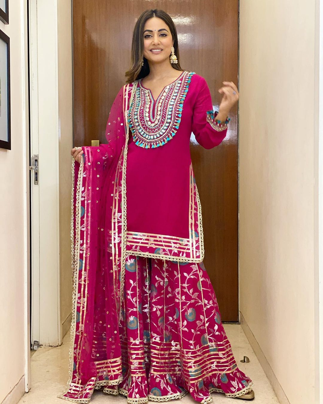 Hina Khan's Pink Modern Floral Sharara Suit Is An Ethnic Inspiration For Every Girl