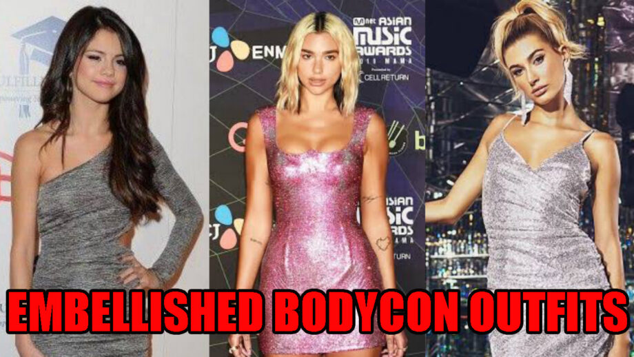 Selena Gomez, Dua Lipa, And Hailey Bieber's Embellished Bodycon Outfit Pictures Goes Viral! 3