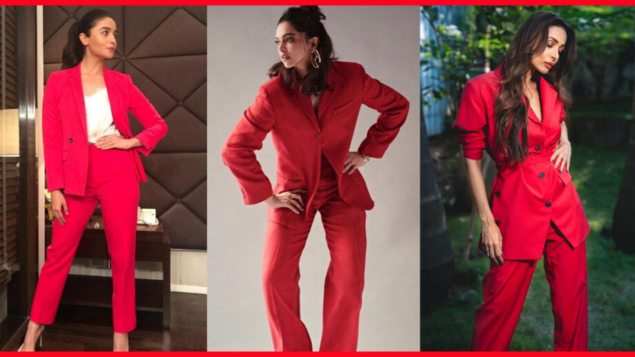 Alia Bhatt, Deepika Padukone Or Malaika Arora: Hottest Bollywood Stars Who Gave Us Cues On How To Style Red Pantsuits 1