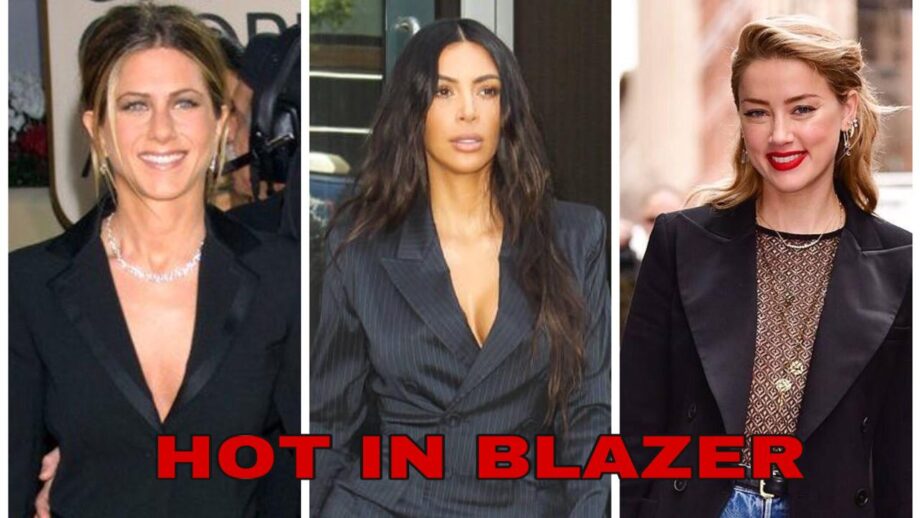 Amber Heard, Kim Kardashian To Jennifer Aniston: Have A Look At The Hot Divas Who Donned No Shirt Only Blazer Look To Perfection