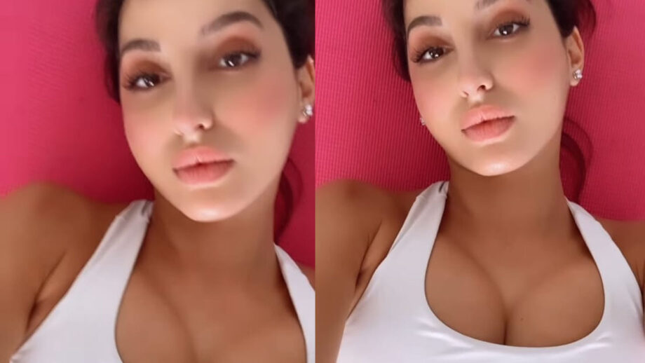 Hot On The Bed: Nora Fatehi's latest hot selfie in white sports bra is setting internet on fire