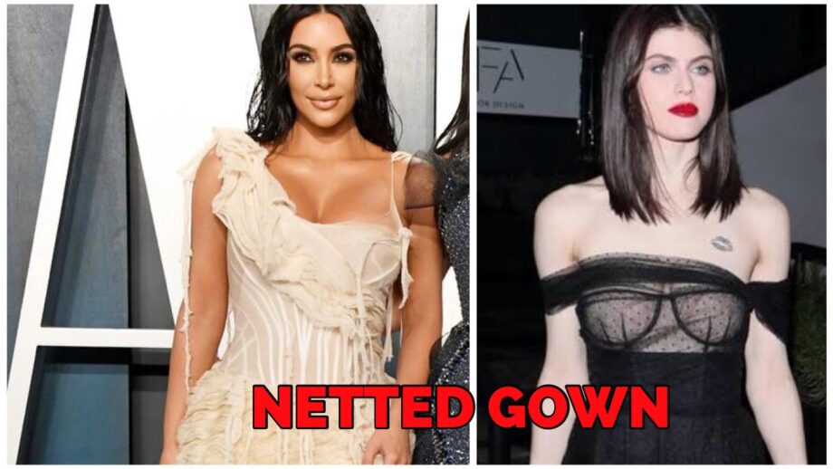 Kim Kardashian Or Alexandra Daddario: Who Flaunts Better In Netted Ruffle Gown?