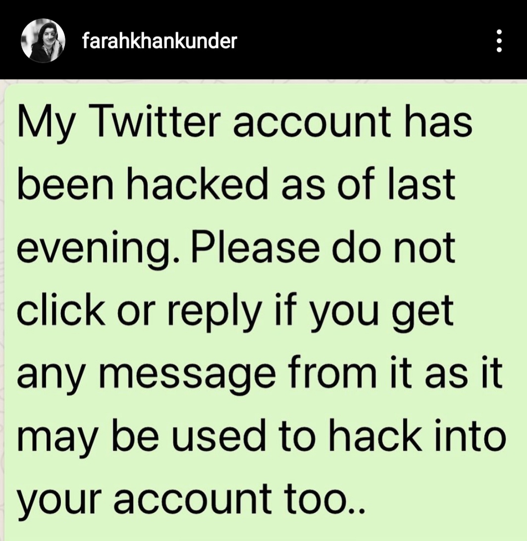 OMG: Farah Khan's Twitter account hacked, issues warning for fans
