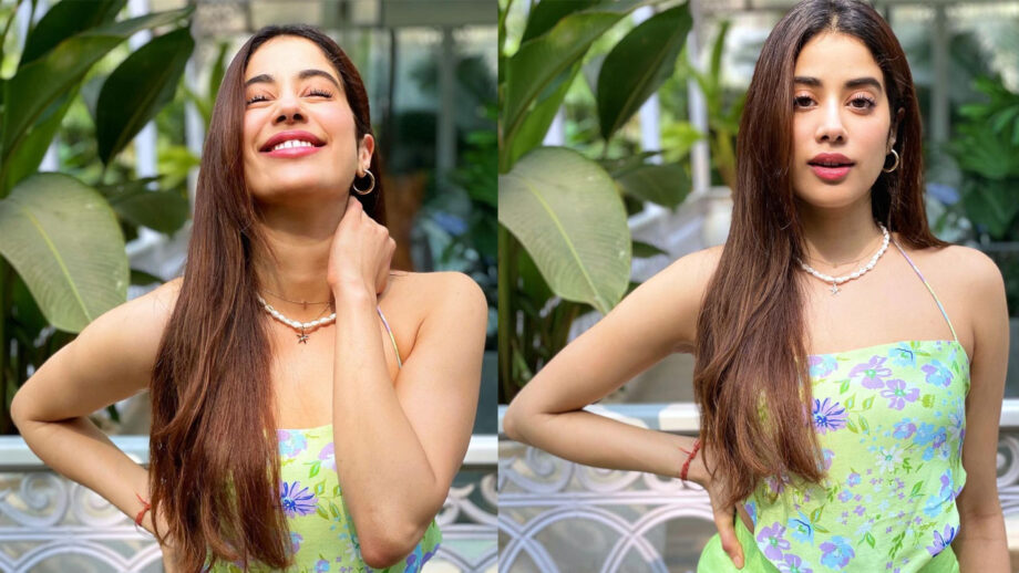 [Photos] Smiling Assassin: Janhvi Kapoor burns internet in latest green printed outfit, fans can't stop crushing