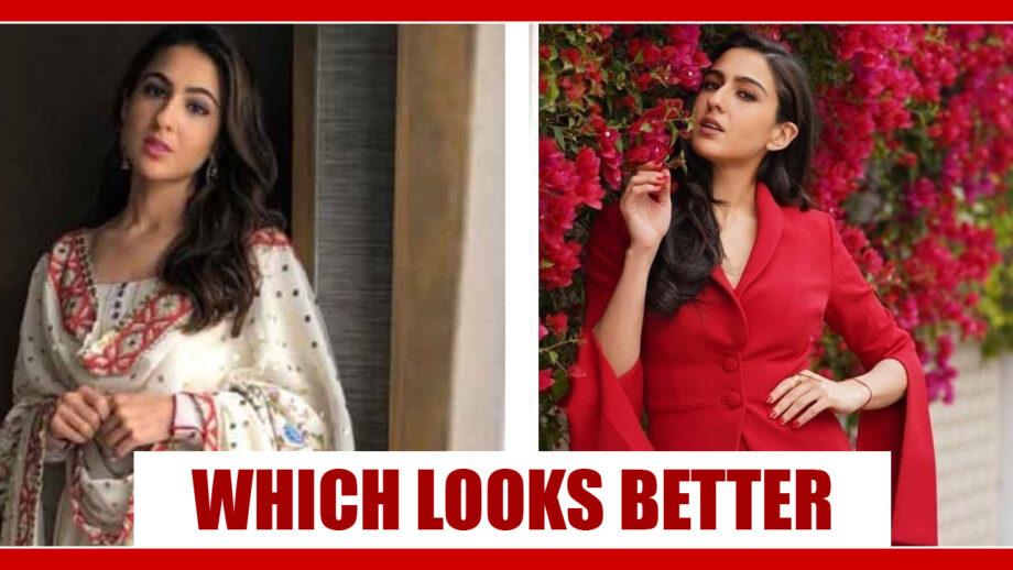 Sara Ali Khan In Her Latest White Ethnic Kurta or Red-Hot Pantsuit: Which Attire Looks Sexier? 2