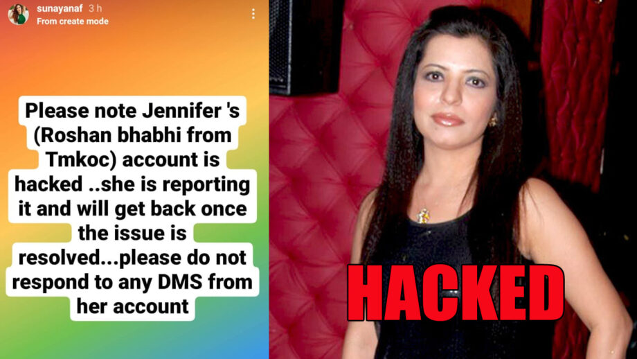 TMKOC fame Jennifer Mistry Bansiwal aka Roshan Bhabhi’s social media account hacked, Sunayana Fozdar raises alert 1