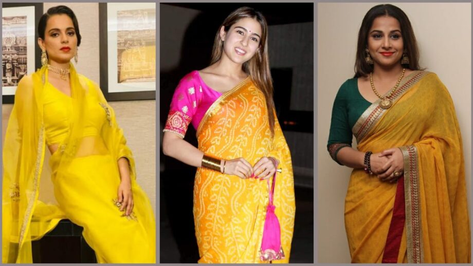 Vidya Balan, Sara Ali Khan, and Kangana Ranaut: Times When Celebrities Approved Yellow Saree For All Festivals