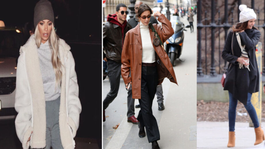 Kim Kardashian, Bella Hadid To Nina Dobrev: Celebs Who Were Bundled Up In Cozy Winter Coats