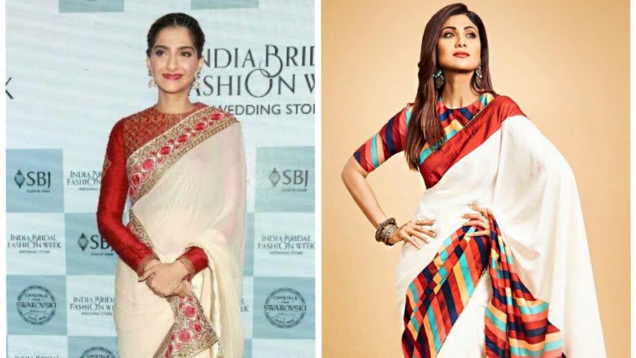 Sonam Kapoor Or Shilpa Shetty: Who Has The Hottest Red Blouse And White Saree Look? 3