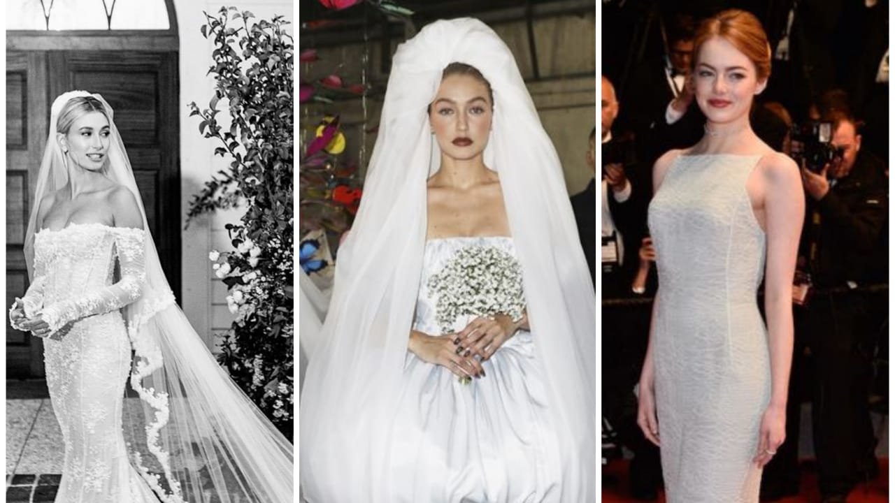 Hailey Baldwin, Gigi Hadid And Emma Stone Look Spicy Hot in White Wedding  Gown