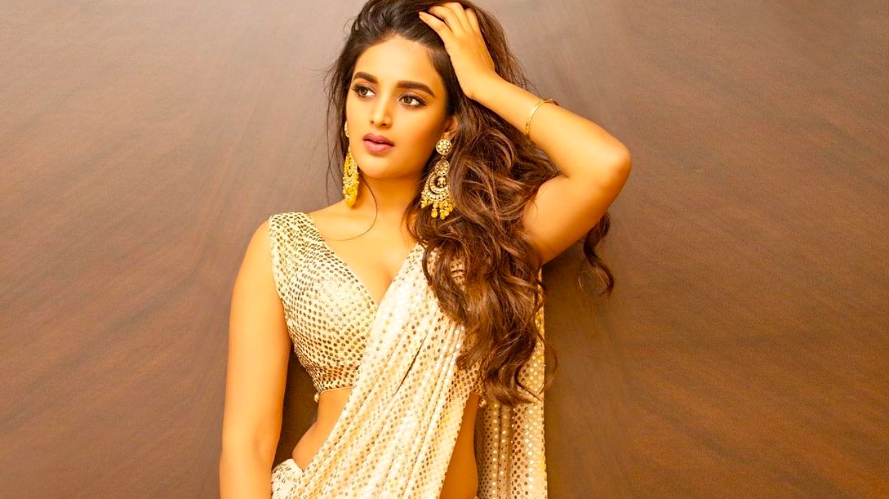 Image result for Nidhhi Agerwal in sequin saree