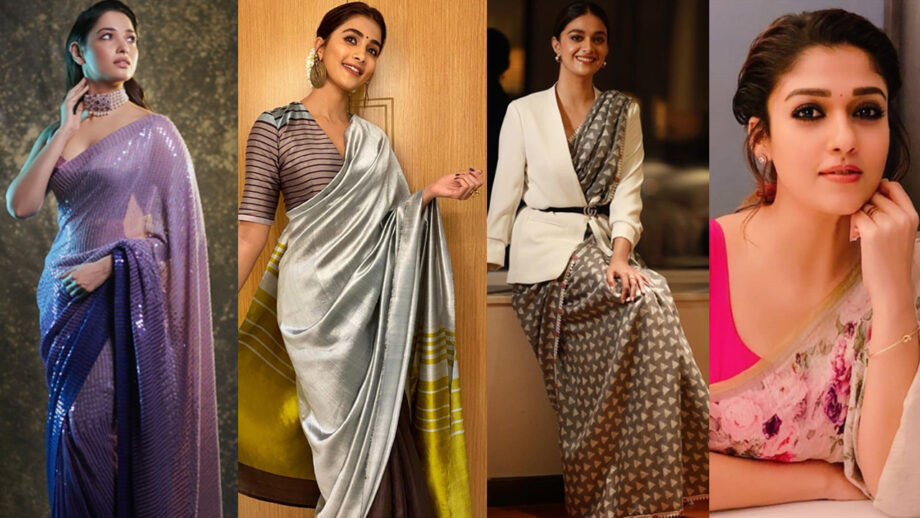 Tamannaah Bhatia, Pooja Hegde, Keerthy Suresh and Nayanthara's hottest looks in embellished designer saree that will make you sweat 316425