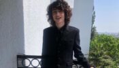 Cute Looks Of Finn Wolfhard, Black Blazer With Black And White Striped Pants 348038