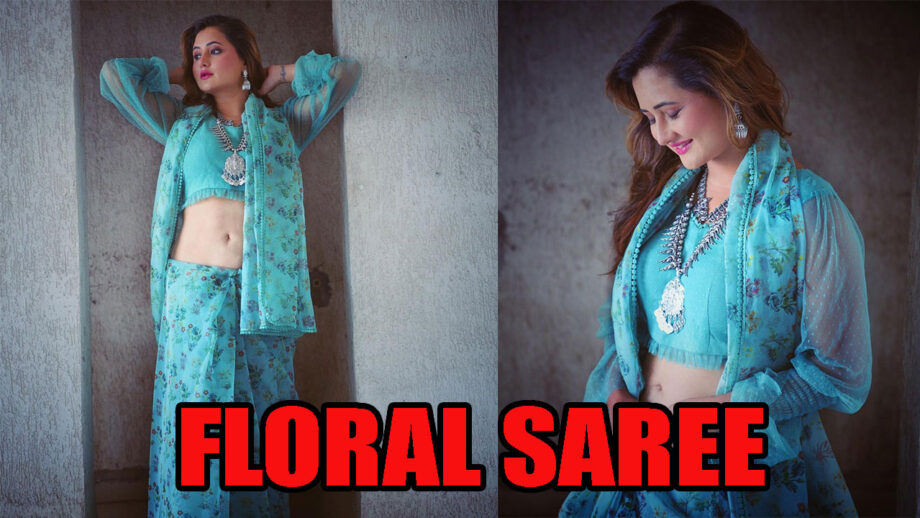 Rashami Desai Looks Gorgeous In Blue Floral Stylish Saree Draped, See Pictures 342813