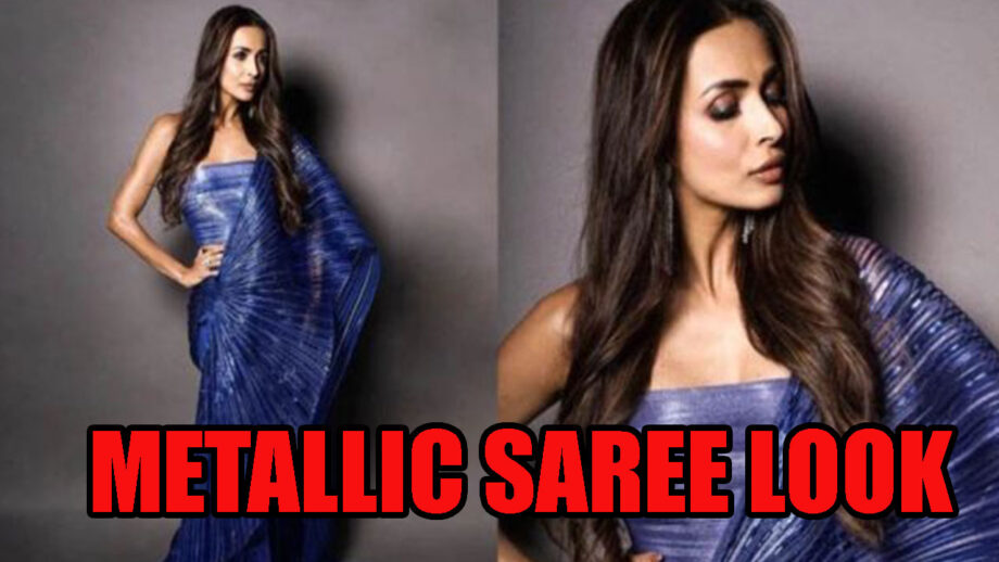 Stylish Looks Of Malaika Arora In Blue Metallic Saree, See Photos Here 348699