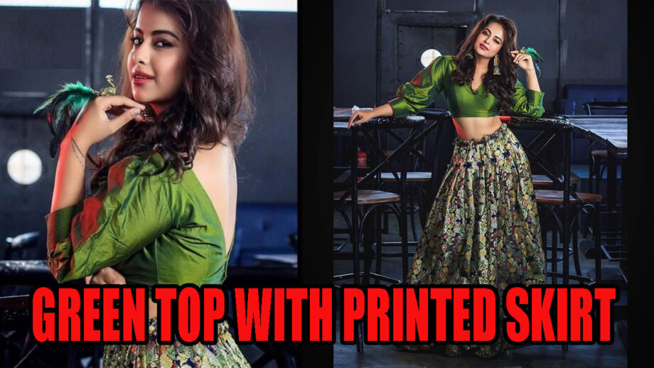 Avika Gor Looks Like A Dream In This Green Crop Top With Printed Gorgeous Skirt 374054