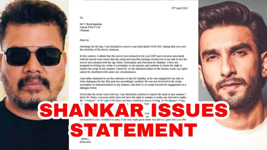 'Baseless claims' - Director Shankar issues statement in response to Producer V Ravichandran's letter regarding Anniyan 'rights'