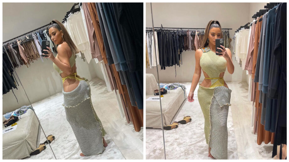 Dayumn Curves: Kim Kardashian drops a stunner in semi-stitched pattern-cut bodycon dress, fans drool over her wardrobe collection 382271