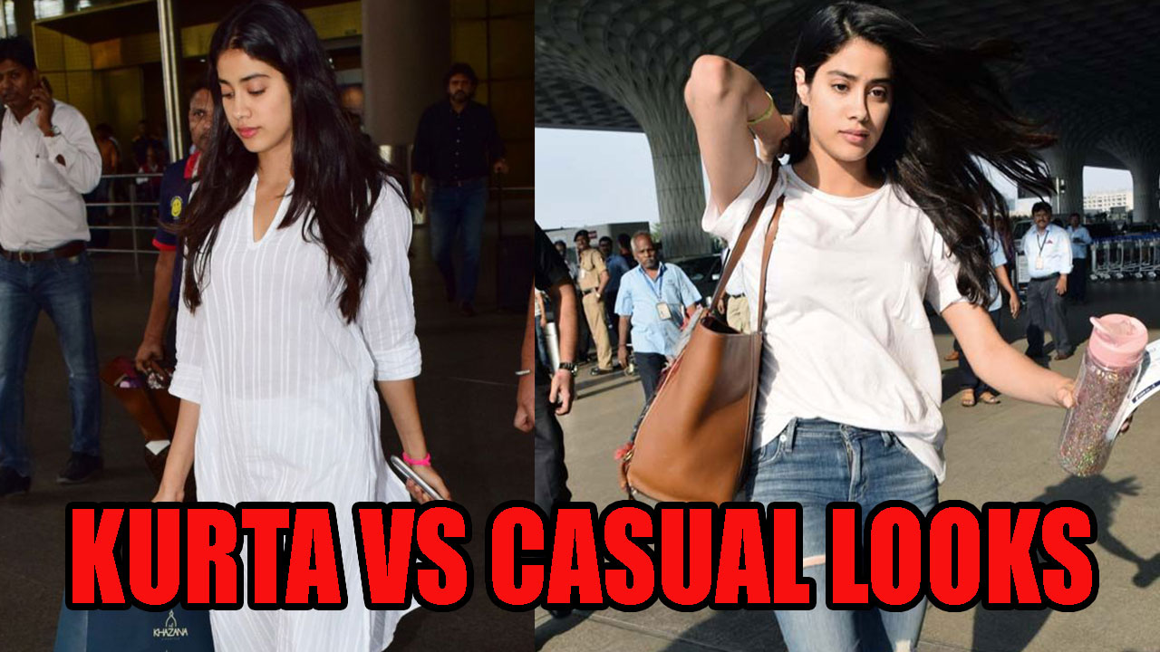 Janhvi Kapoor In Kurta Vs In Casual Chic Outfits At Airport: Which Is  Better? | IWMBuzz