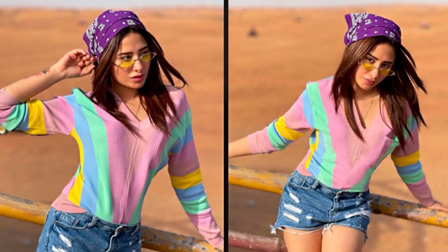 Mahira Sharma Gives A Playful Spin To Her Denim With Multi-Coloured Top 365883