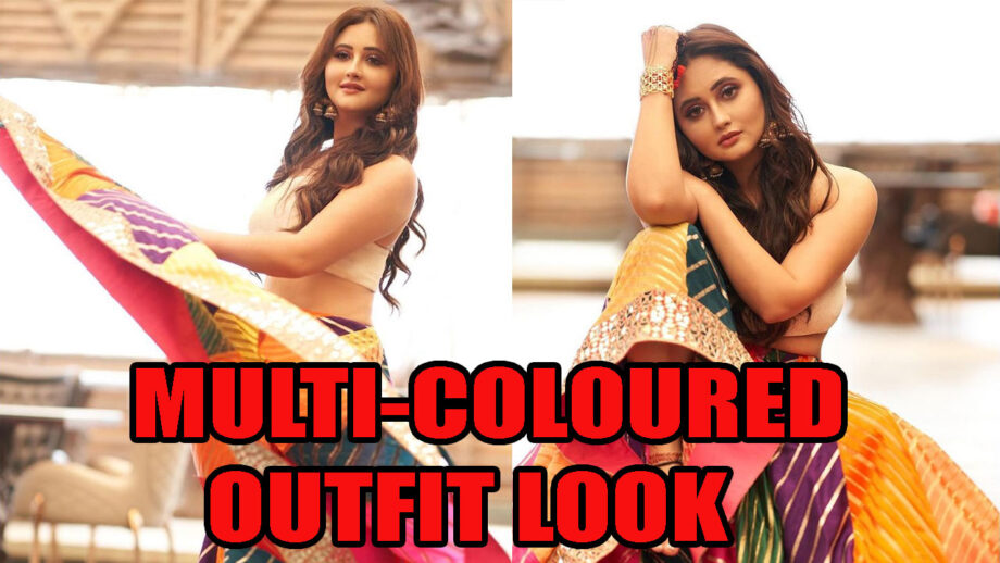 Rashami Desai Looks Pretty Gorgeous In Off-Shoulder Crop Top With Multi-coloured Leheriya Skirt 362923