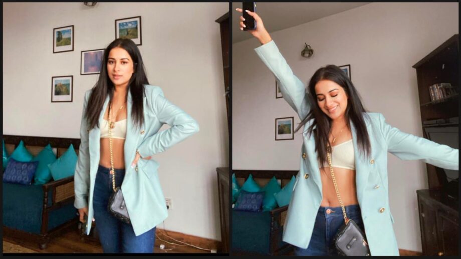 Sara Gurpal Looks Rocking In Blazer Teamed Up With White Bralette And Denim  Jeans