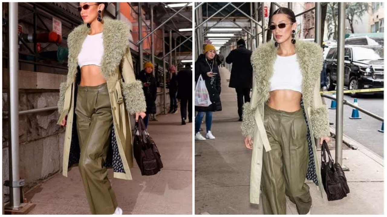 See How Bella Hadid Perfectly Paired Her Outfits With Green Long Coat