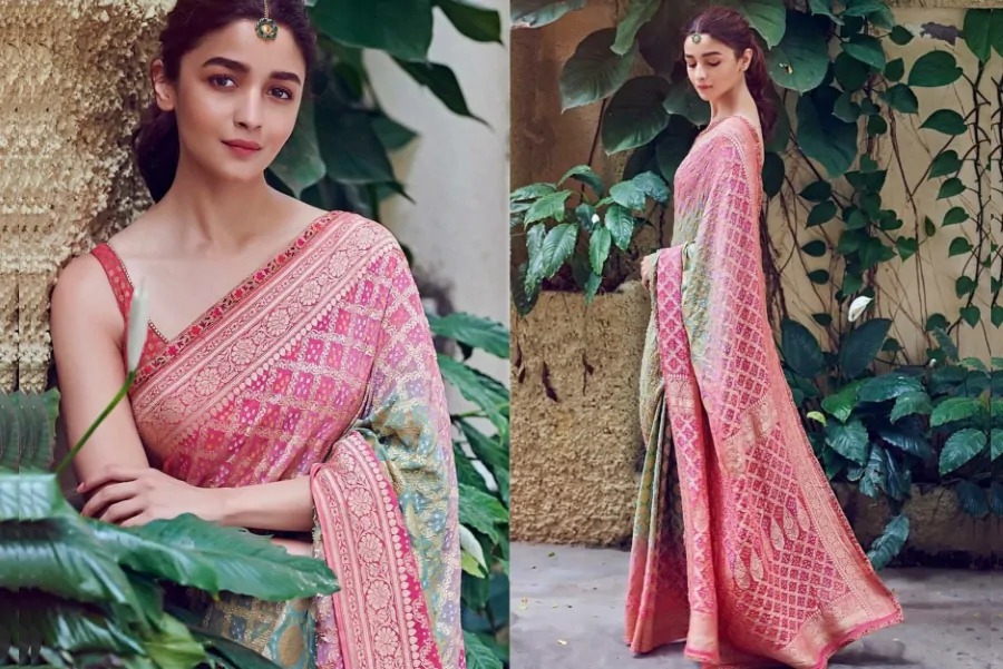 Alia Bhat Bollywood Style Linen cotton With Digital Print Saree Collection  at best rate