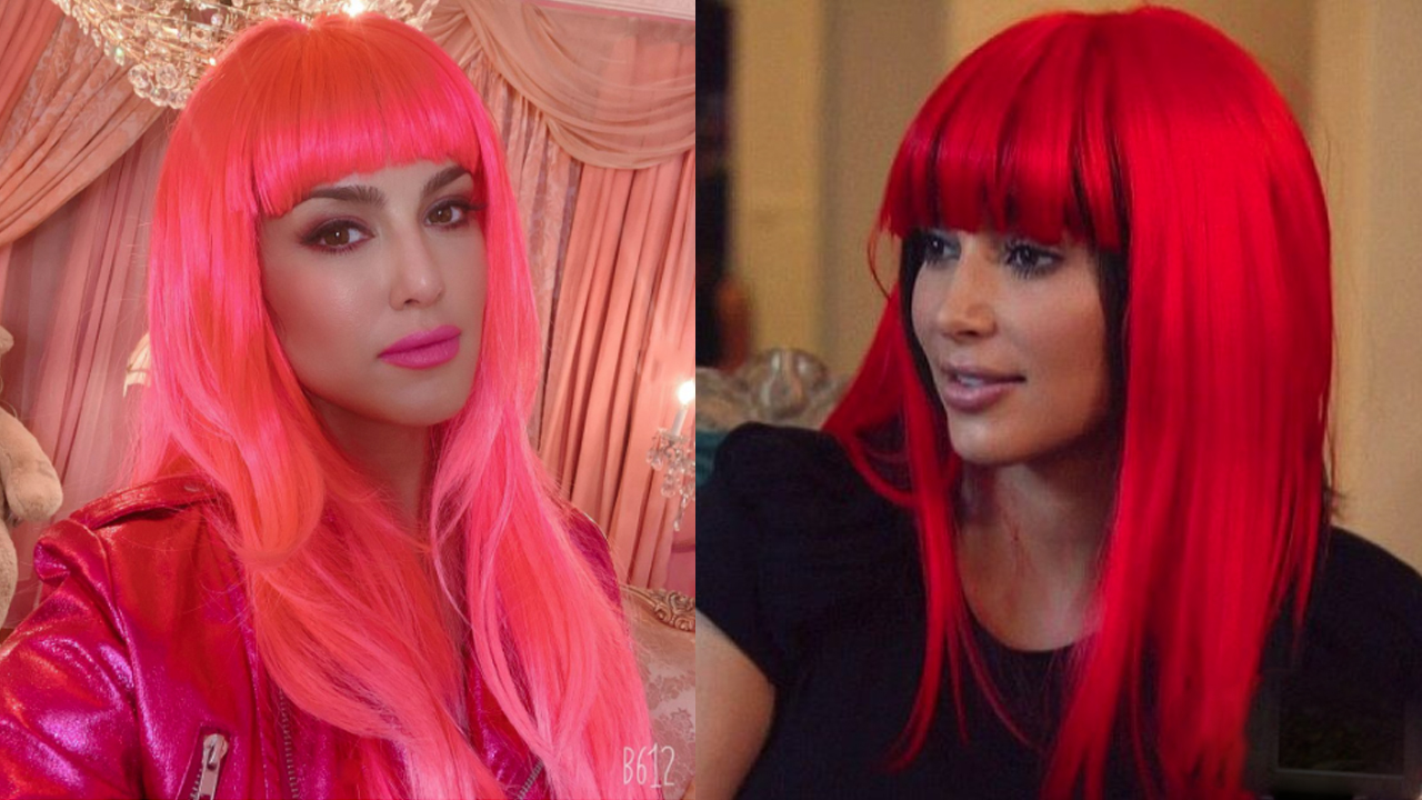 Calypso Beats: Sunny Leone Vs Kim Kardashian: Which diva looks like a 'royal  queen' in the red streaks dye hair color? Pick your favourite | IWMBuzz